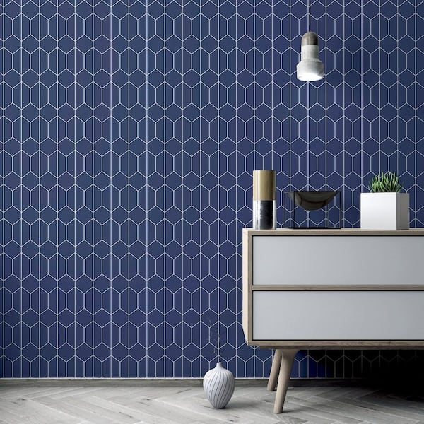 Orson Navy Trellis Wallpaper Sample
