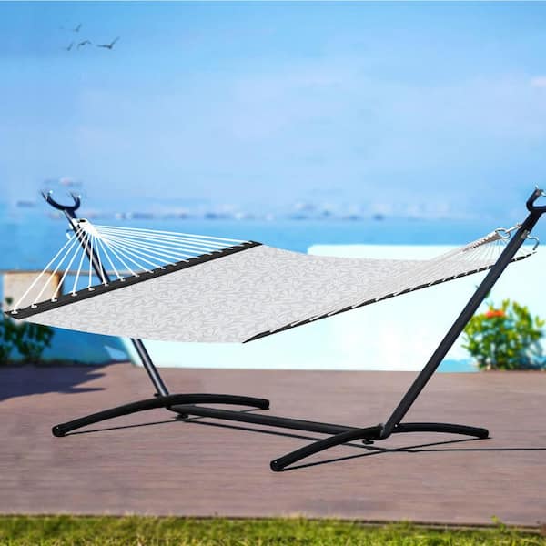 PATIOGUARDER 2-Person Outdoor Quick Dry Folding Portable Teslin Hammock in Mocha Patterned
