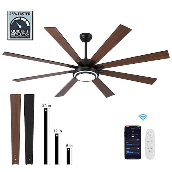 Gabriel 72 in. Indoor Black PlyWood Smart Ceiling Fan with Integrated LED, Works with Alexa/Google