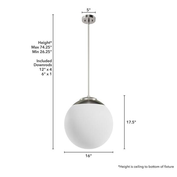 Hunter - Hepburn 3-Light Brushed Nickel Island Pendant Light with Cased White Glass Shade