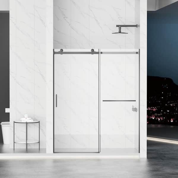 Ximuprmy 56 in. - 60 in. W x 72 in. H Sliding Frameless Shower