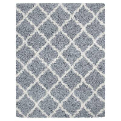 Ultimate Shag Contemporary Moroccan Trellis Design Grey 3 ft. x 5 ft. Area Rug