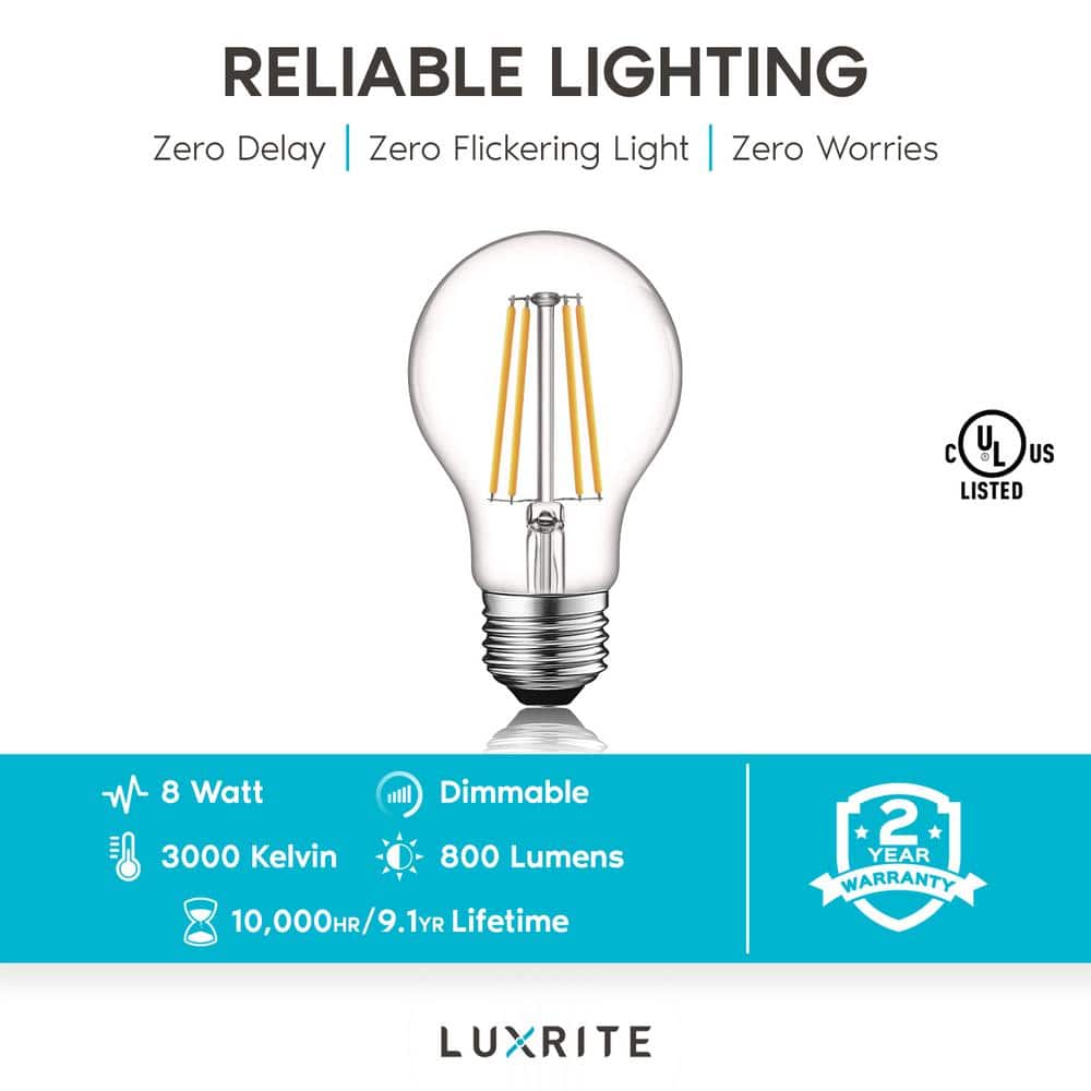 Soft White Dimmable Edison A19 LED Light Bulbs, 6-Pack