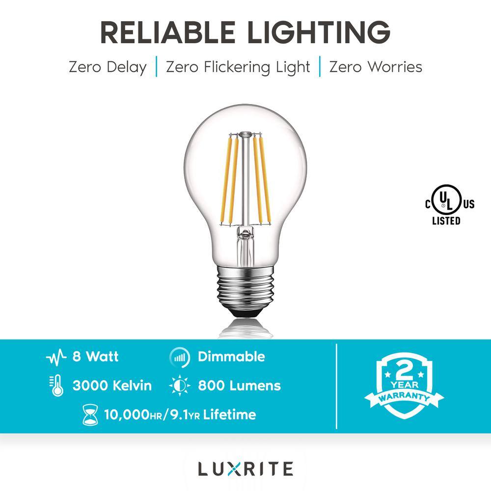 Soft White Dimmable Edison A19 LED Light Bulbs, 6-Pack