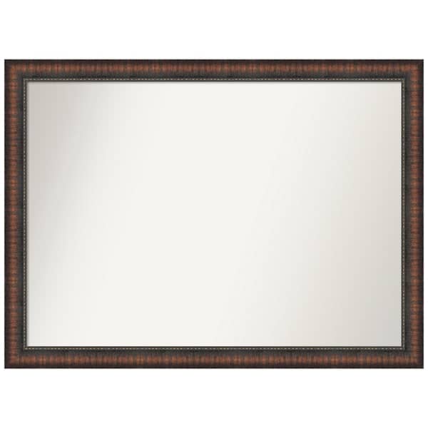 Amanti Art Caleb Brown 42 in. W x 31 in. H Non-Beveled Farmhouse Rectangle Framed Bathroom Wall Mirror in Brown