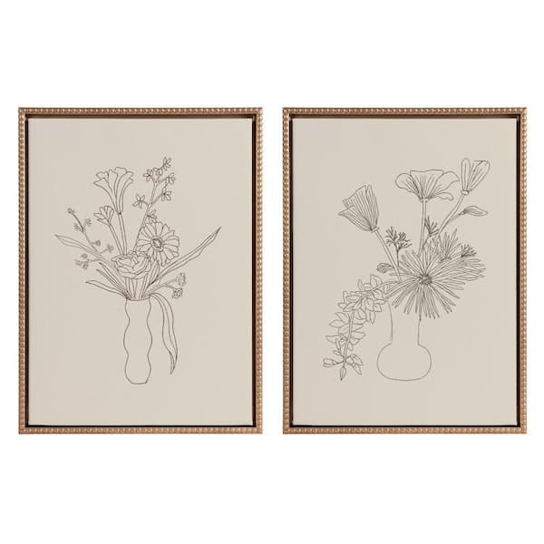 Sylvie "Floral Study" by Kate Aurelia Holloway 2-Piece Beaded Gold Framed Art Print Set 24 in. x 18 in.