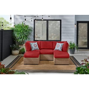 BTMWAY Dark Gray 5-Piece PE Wicker Outdoor Sectional Sofa Set with Red  Cushions Garden Outdoor Patio Furniture Sets CXXDGY-GIS00022W685-Sset01 -  The Home Depot