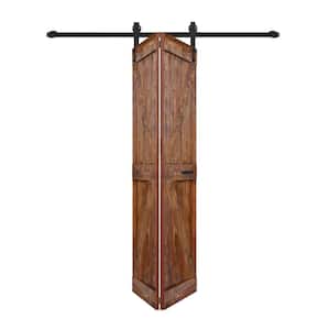 K Style 48 in. x 84 in. Classic Walnut Solid Wood Bi-Fold Barn Door with Hardware Kit -Assembly Needed