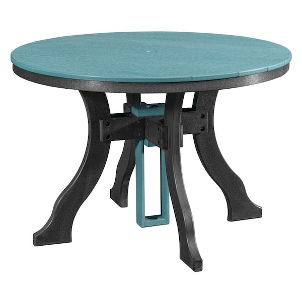 American Furniture Classics Adirondack Series Black Frame Round High Density Plastic Dining Height Outdoor Dining Table