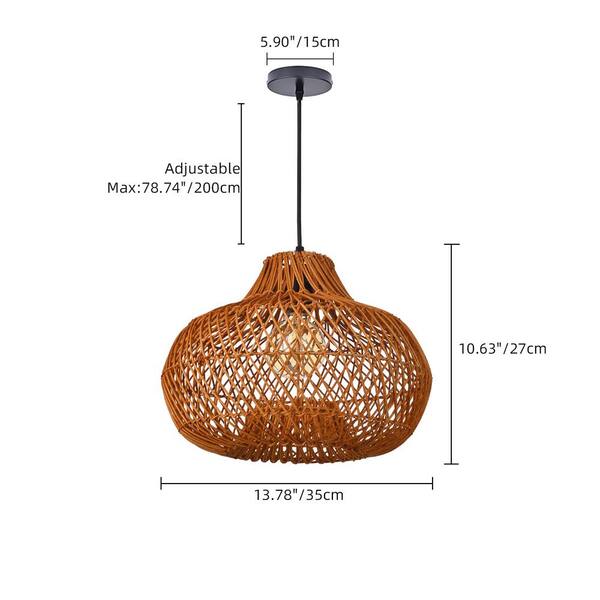 ARTURESTHOME 1-Light Rattan Woven Pendant Light with Brown Shade