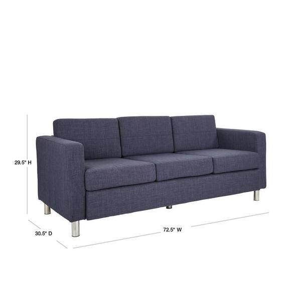 hensigt sammenhængende fængelsflugt Office Star Products Pacific 72.5 in. Navy Polyester 3-Seater Lawson Sofa  with Removable Cushions PAC53-M19 - The Home Depot