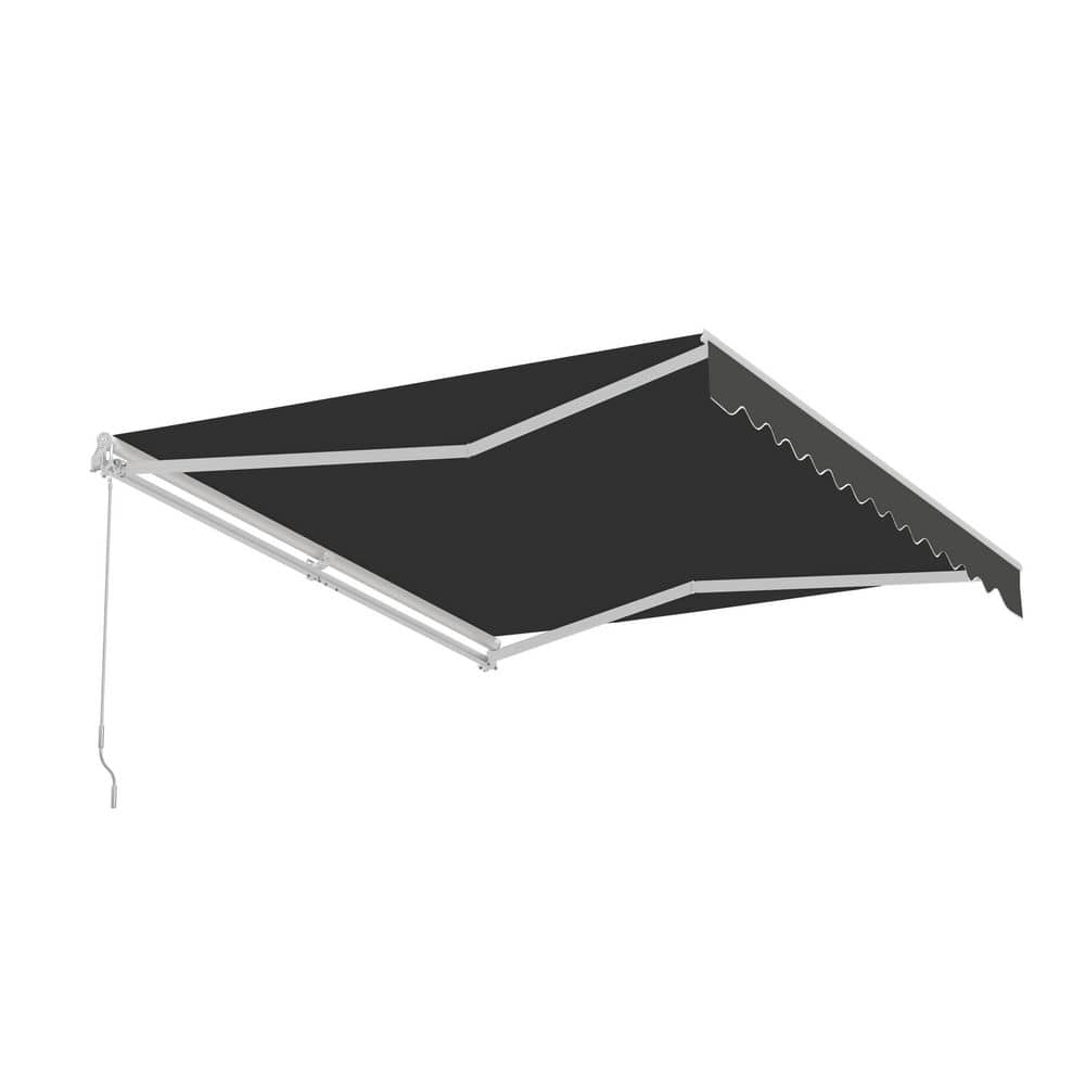 Black 10' x 8' Retractable Patio Awning with White Frame