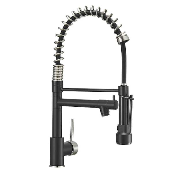 Unbranded Single Handle Pull-Down Sprayer Kitchen Faucet in Matte Black
