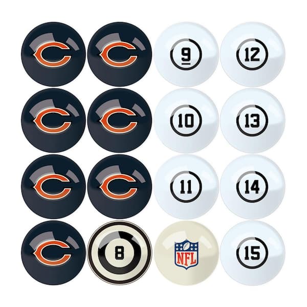 Chicago Bears Pool Balls with Numbers