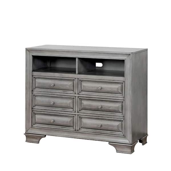 Benjara Gray 6-Drawer 41.5 in. Wide Chest of Drawers