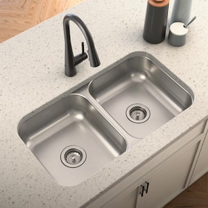 2000 Series Stainless Steel 31.75 in. Double Bowl Undermount Kitchen Sink with 6 in. Depth