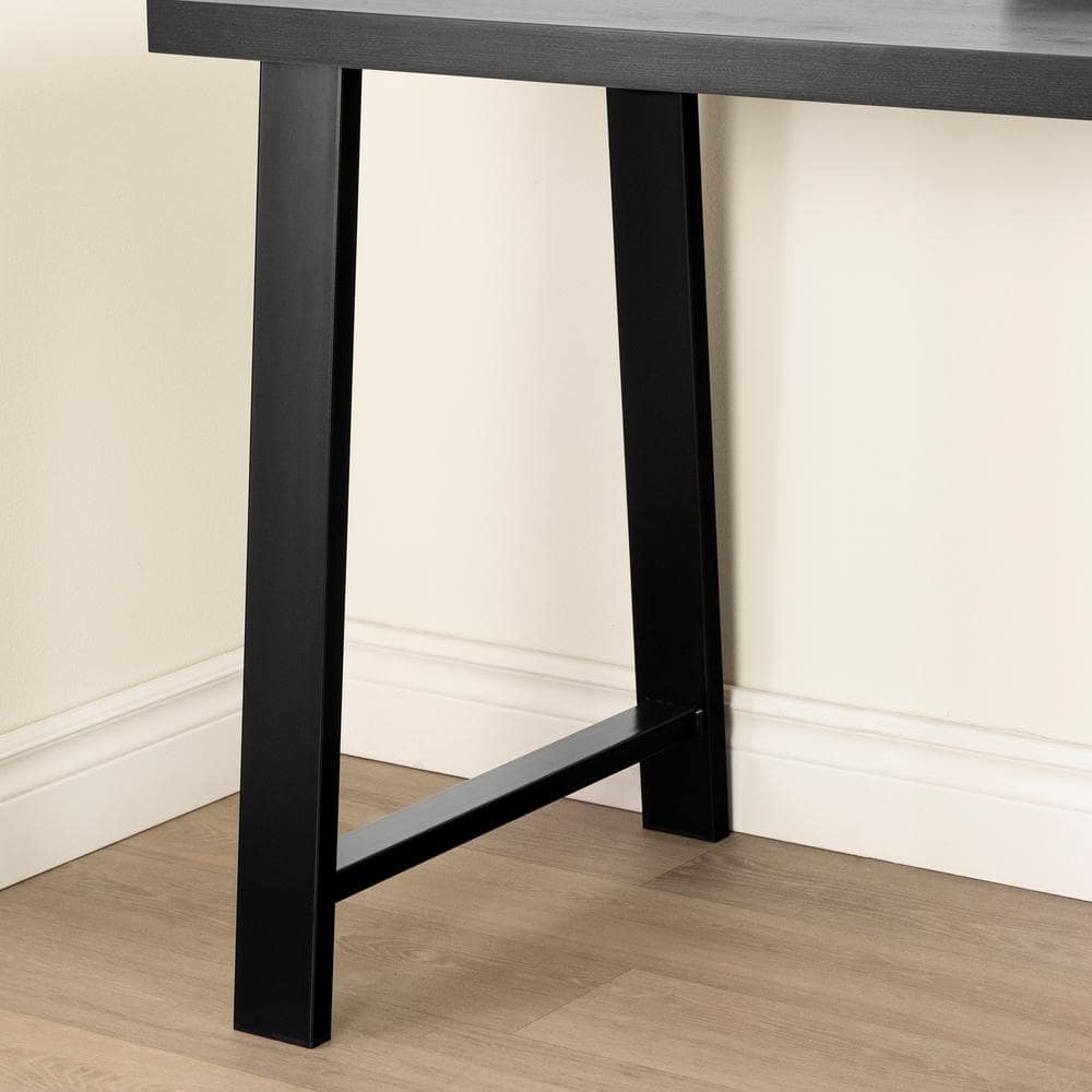 Gray Oak L-Shaped Computer Desk with Power Outlet and Filing Cabinet