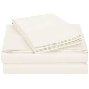 Monroe Solid 4-Piece Microfiber White Full Sheet Set