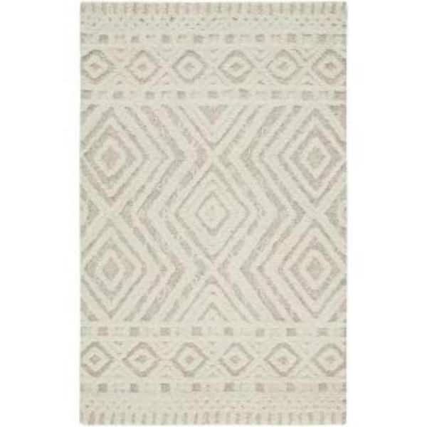 HomeRoots Ivory 5 ft. x 8 ft. Geometric Area Rug