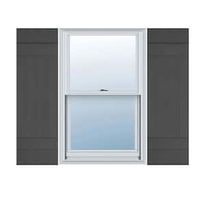 14 in. x 43 in. Lifetime Vinyl Standard Four Board Joined Board and Batten Shutters Pair Tuxedo Grey