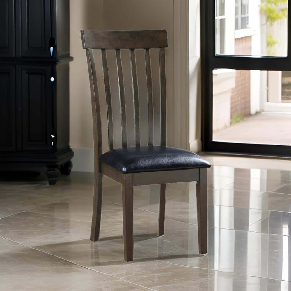 Black and Espresso Brown Faux Leather Wooden Frame Dining Chair (Set of 2) price history on PriceWatchPro