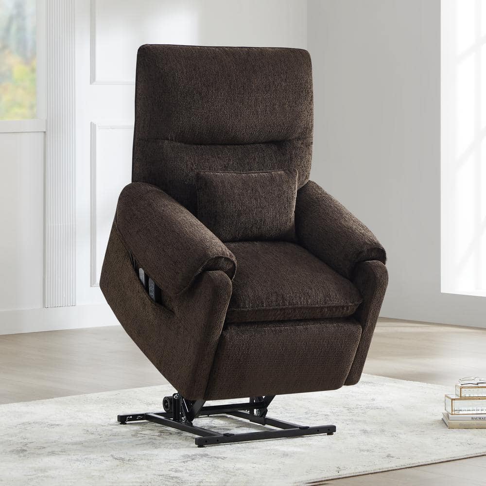 Spruce & Spring Crius Dark Brown Fabric Lift Assist Power Recliner with ...