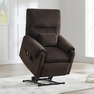 Crius Dark Brown Fabric Lift Assist Power Recliner with Massage and Heated