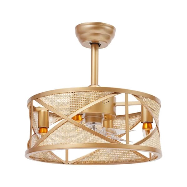 OUKANING 18 in. Indoor Champagne Gold Modern 6-Speed Ceiling Fan