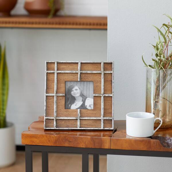 Decmode 9 x 9 (4x4) Brown Wood Industrial Photo Frame