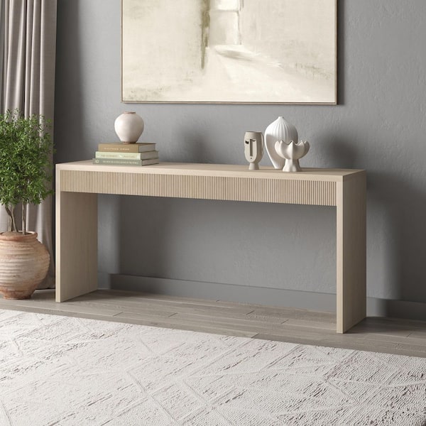 Lawrence 64 in. Alder White Rectangle MDF Top Console Table