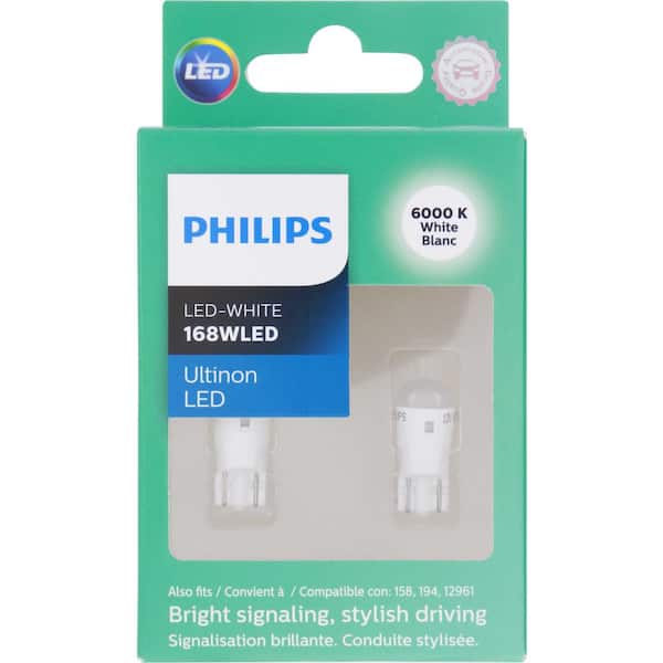 Philips Ultinon LED 168 White Miniature Bulb (2-Pack) 168WLED - The Home  Depot