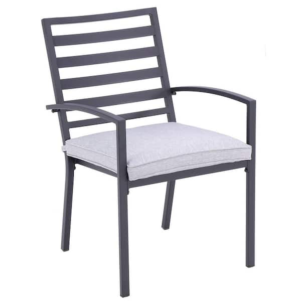 Crawford & Burke Nusa Ladder-Back Outdoor Aluminum Dining Armchair with Cushion - Set of 2