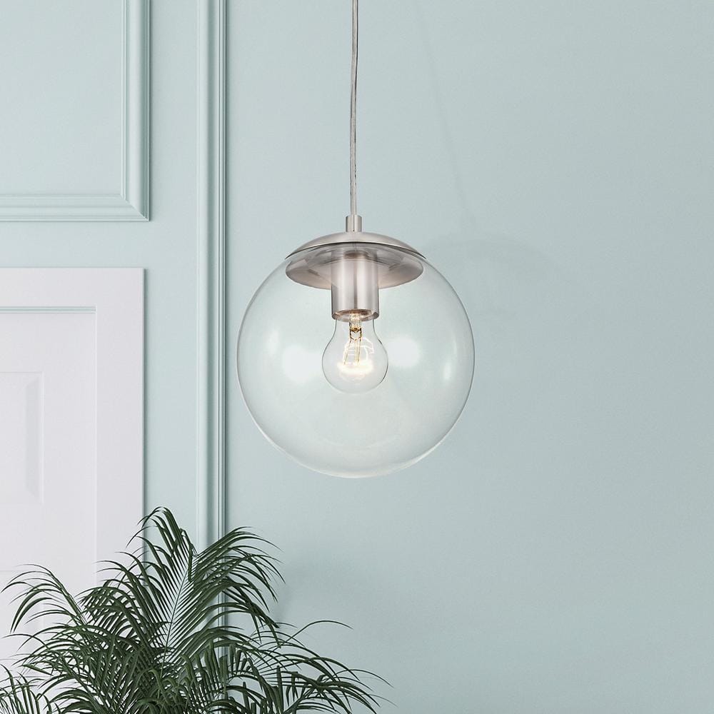 1-Light Modern Brushed Nickel Mini Pendant Light with Clear Globe Glass Shade, 8 in. 100-Watt, No Bulb Included price history on PriceWatchPro