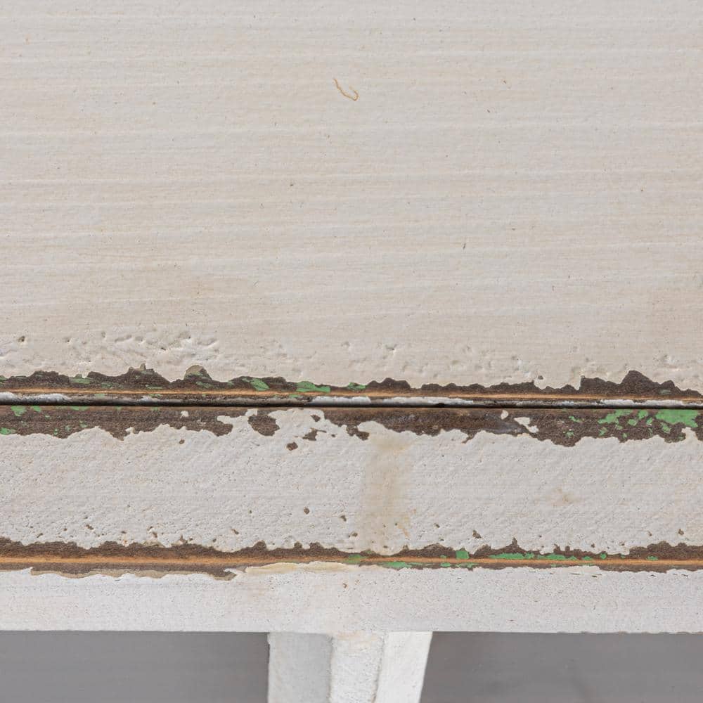 Antique White Distressed Wood Wall Cabinet with Glass Door and Shelves
