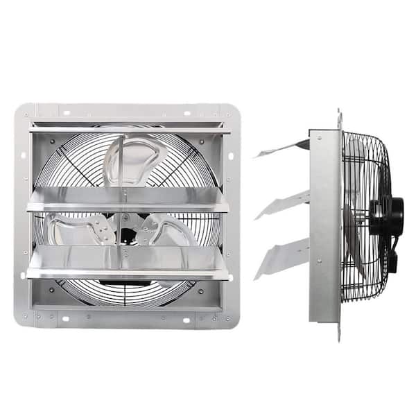 14 in. Shutter Exhaust Fan, 1520CFM, Wall Mounted with 1.65m Power Cord, for Garages, Attics, Electric Powered Aluminum