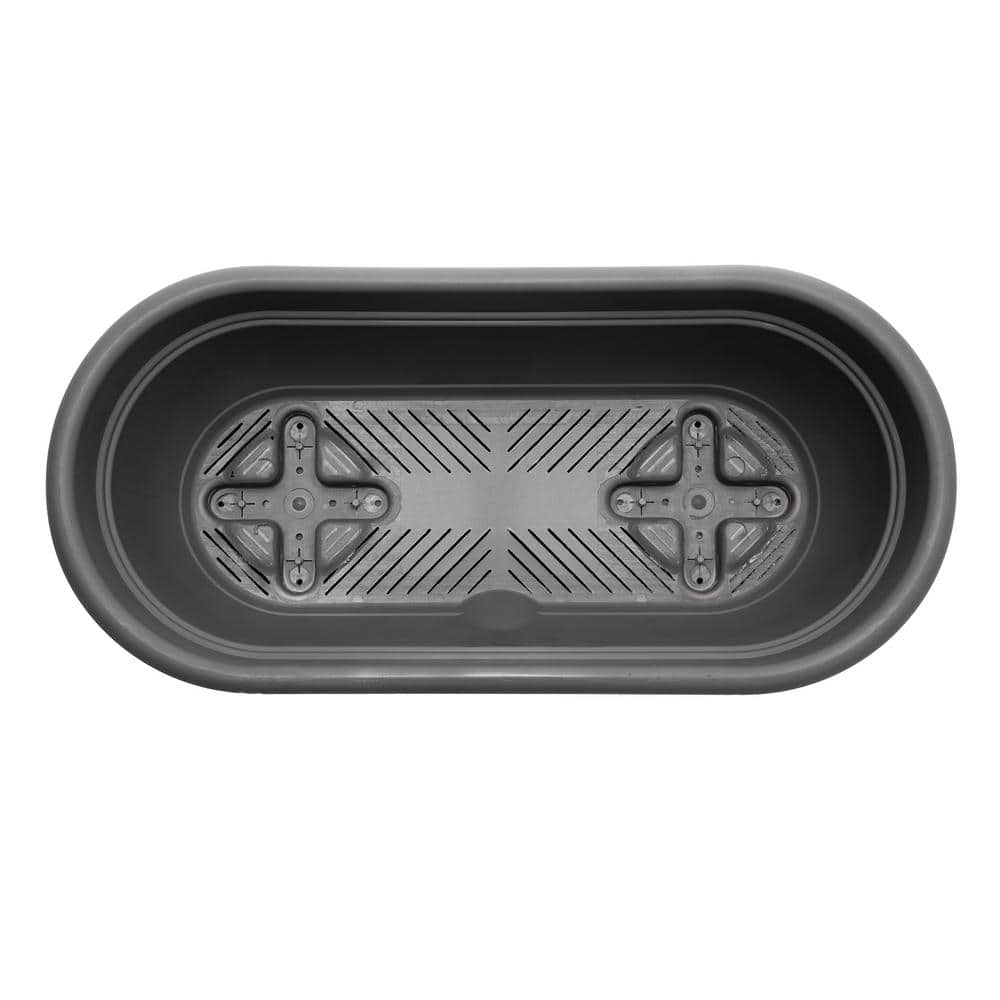 Charcoal Gray 18" Oval Self-Watering Window Box Planter