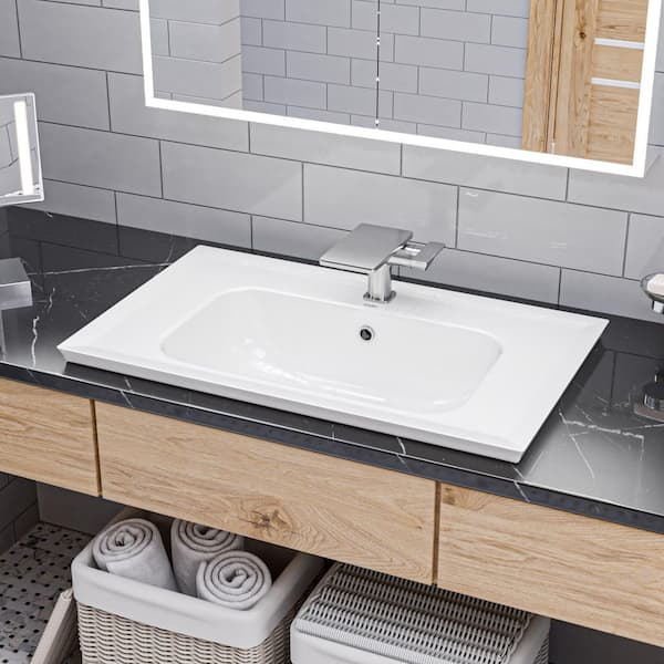 BH003 8.1 in. Drop in Sink Basin in White