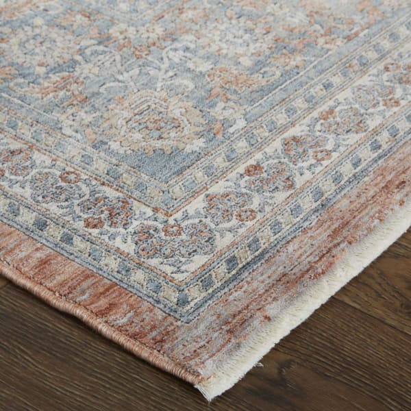 2 ft. x 8 ft. Blue, Red Oriental Runner Rug