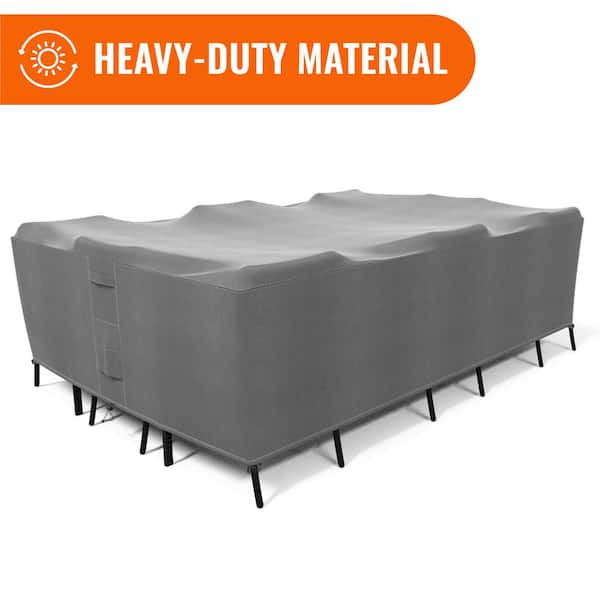 KHOMO GEAR Patio Table and Chair Set Cover - Durable and Water Resistant Outdoor Furniture Cover - Large - Grey