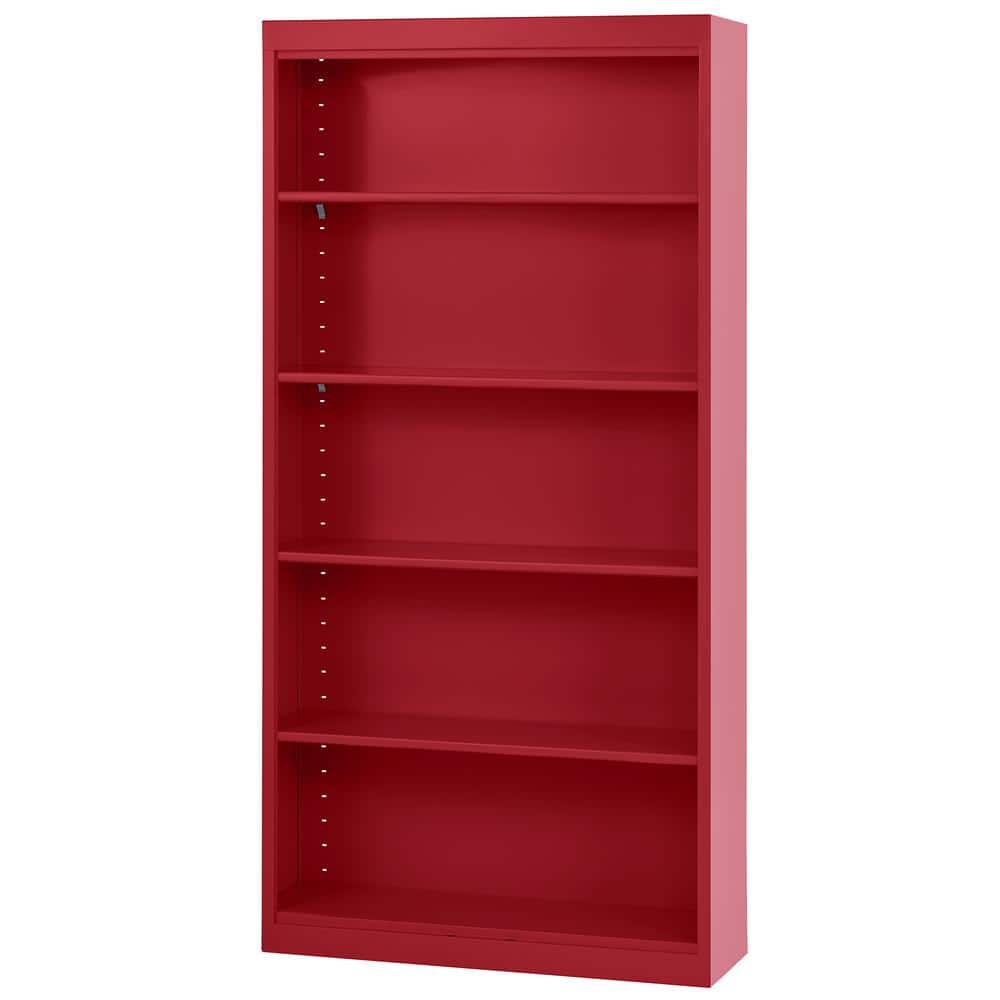 Adjustable Red 36"W x 12"D x 72"H Steel Bookcase