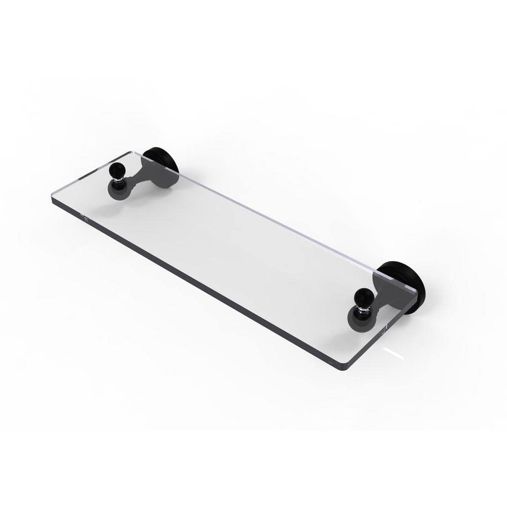 Allied Brass Sag Harbor Collection 16 in. Glass Vanity Shelf with Beveled Edges in Matte Black