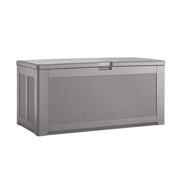 Unbranded 134-Gallon 55.5 x 27.5 x 26.75 in. Gray Extra Large Waterproof Resin Outdoor Storage Deck Box with Lockable Lid