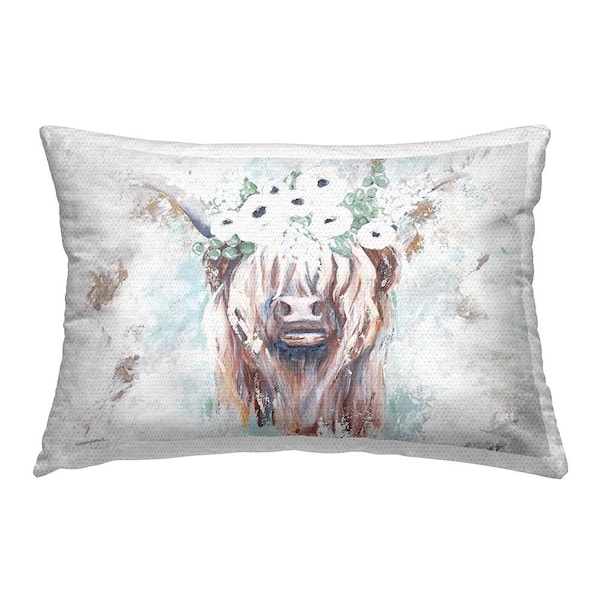 Stupell Industries Abstract Floral Cow Brown Rectangular Outdoor Throw Pillow
