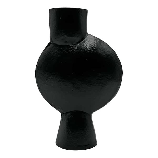 castellousa 8.5 in. Modern Aluminum Sculptural Dynamic Hourglass Vase in Black