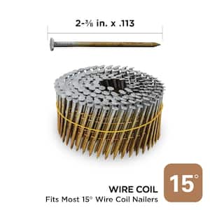 2-3/8 in. x 0.113in-Gauge 15° Bright Finish Ring Shank Wire Coil Framing Nails (3000 per Box)