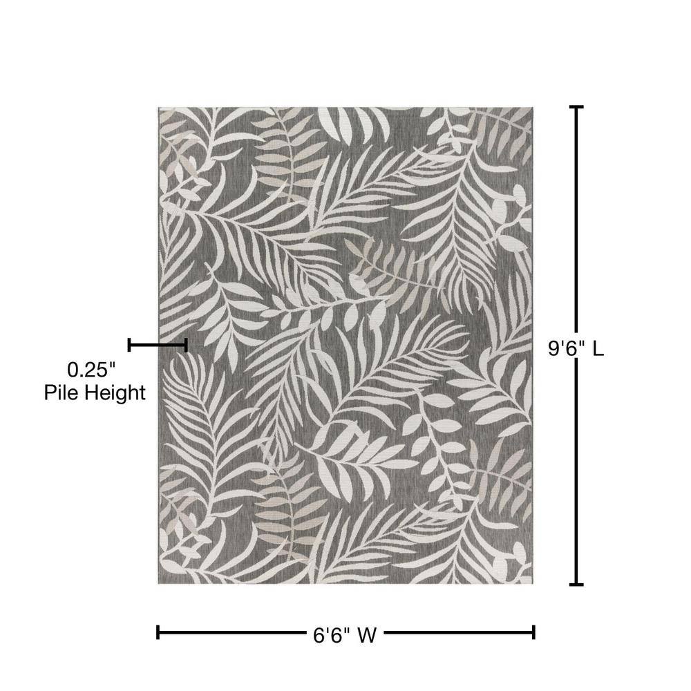 Ash Gray & White Synthetic 6' x 9' Reversible Flatweave Area Rug