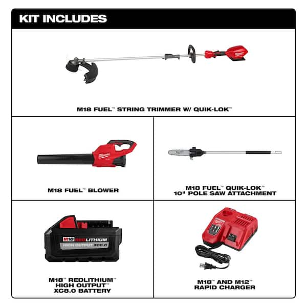 Milwaukee 49-16-2720 M18 Fuel Quik-Lok 10 Pole Saw Attachment