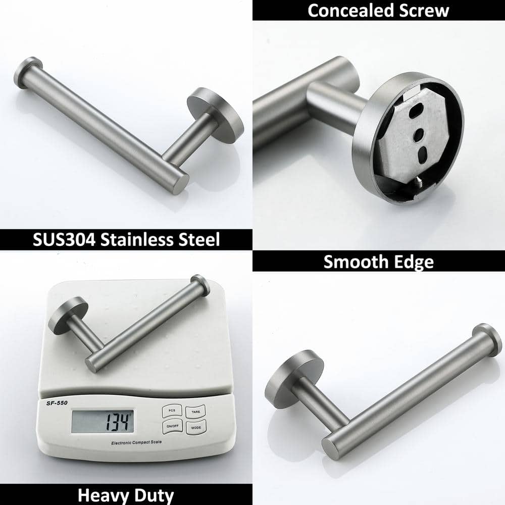 Brushed Nickel Stainless Steel Wall-Mounted Toilet Paper Holder Set
