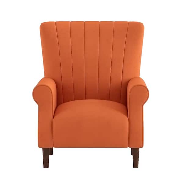 EVERGLADE HOME Carlson Orange Velvet Club Channel Tufted Back Accent Chair