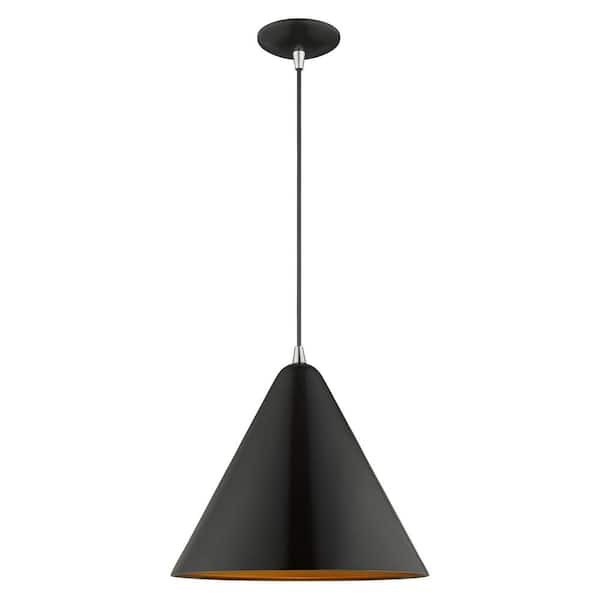 AVIANCE LIGHTING Fairmeade 1-Light Shiny Black Cone Pendant